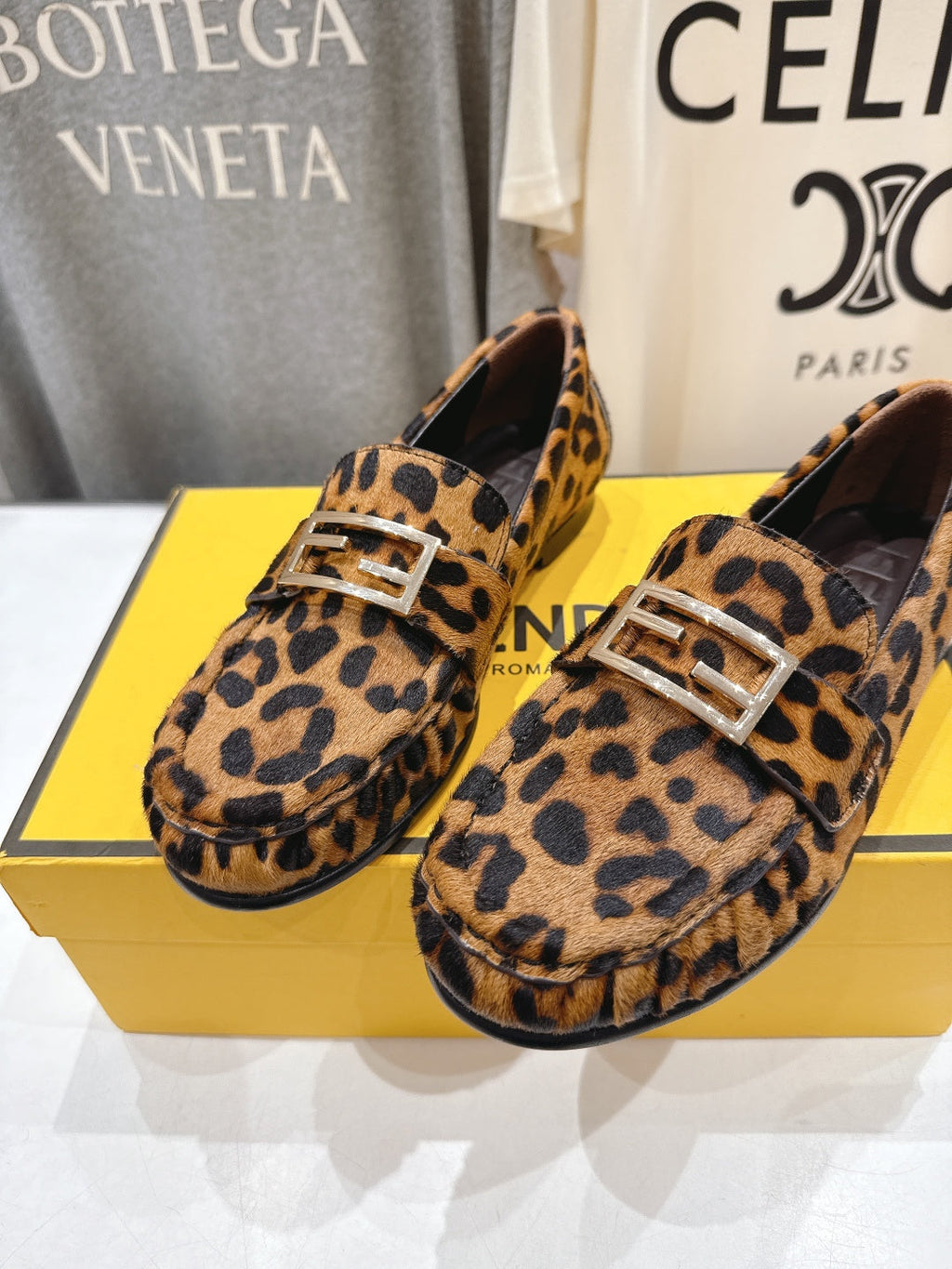 FENDI 25S LOAFERS IN LEOPARD PRINT CALFSKIN HAIR LEATHER