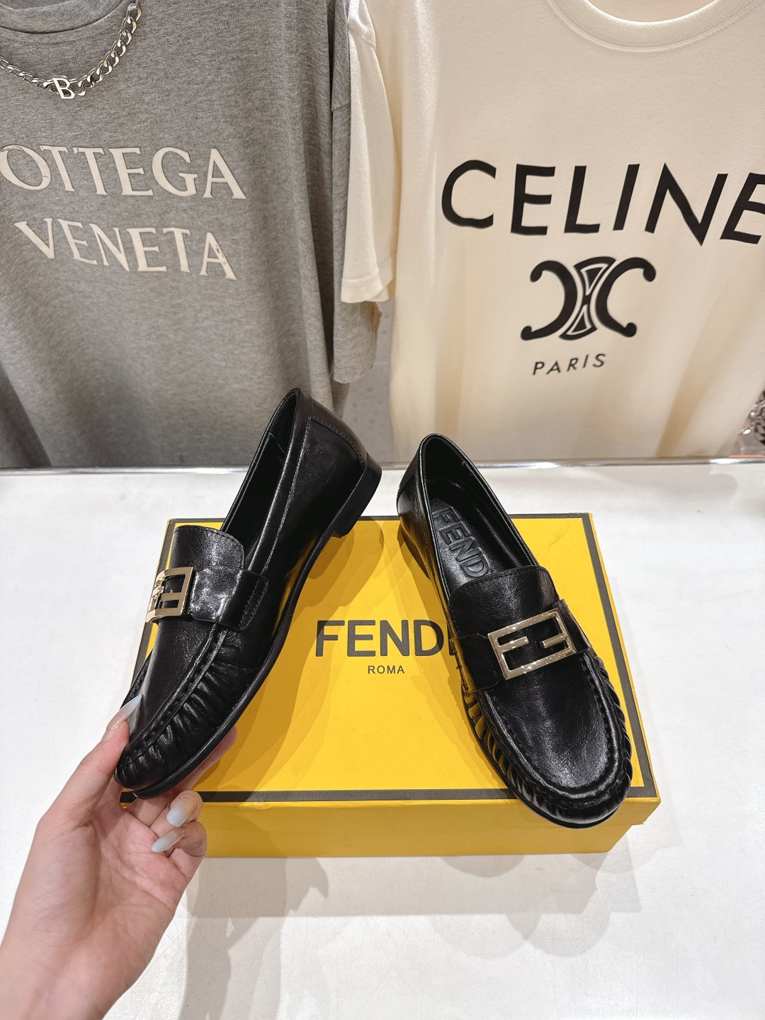 FENDI 25S LOAFERS IN BLACK CALFSKIN