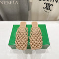 BOTTEGA VENETA 26S WOVEN MULES IN BEIGE LAMBSKIN