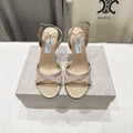 JIMMY CHOO 26S HIGH-HEELED SANDALS 100 MM IN LIGHT BEIGE GLITTER FABRIC