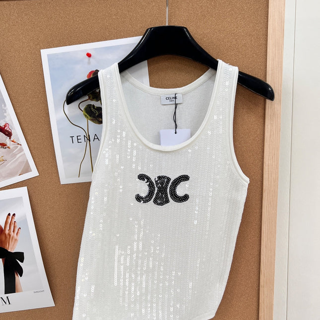 CELINE 26S SEQUIN KNIT TANK TOP 143