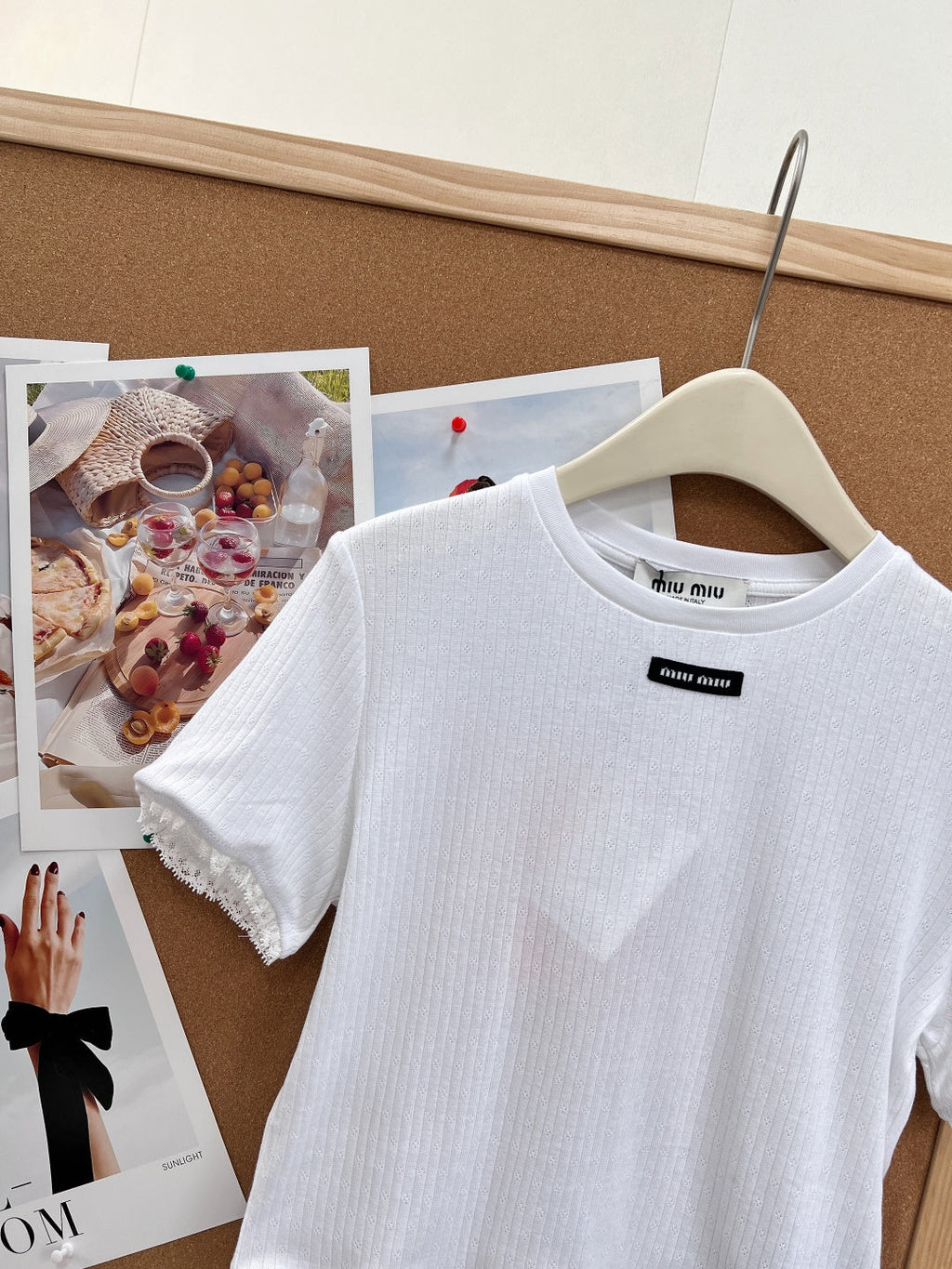 MIUMIU 26S LACE TRIM KNIT CROPPED TOP 1190