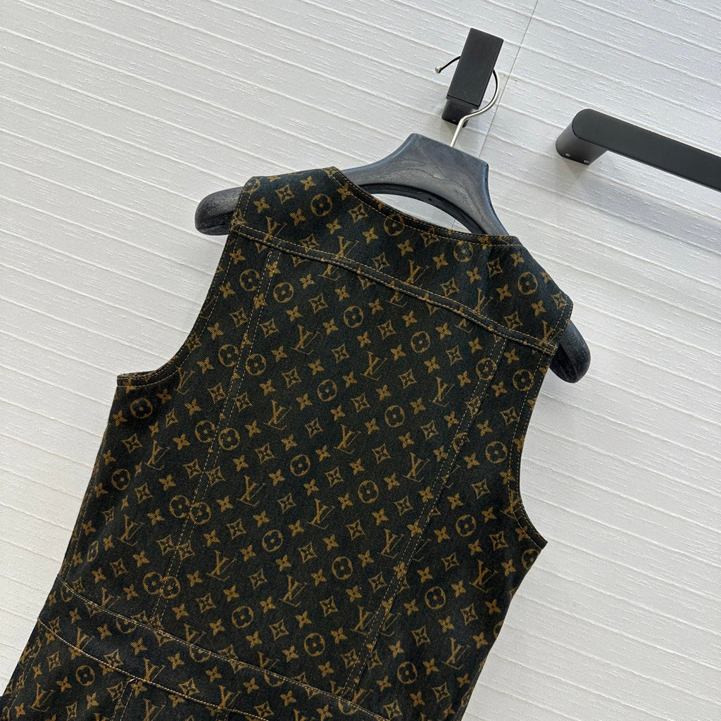 LV DENIM SLEEVELESS DRESS WITH LOGO 264410