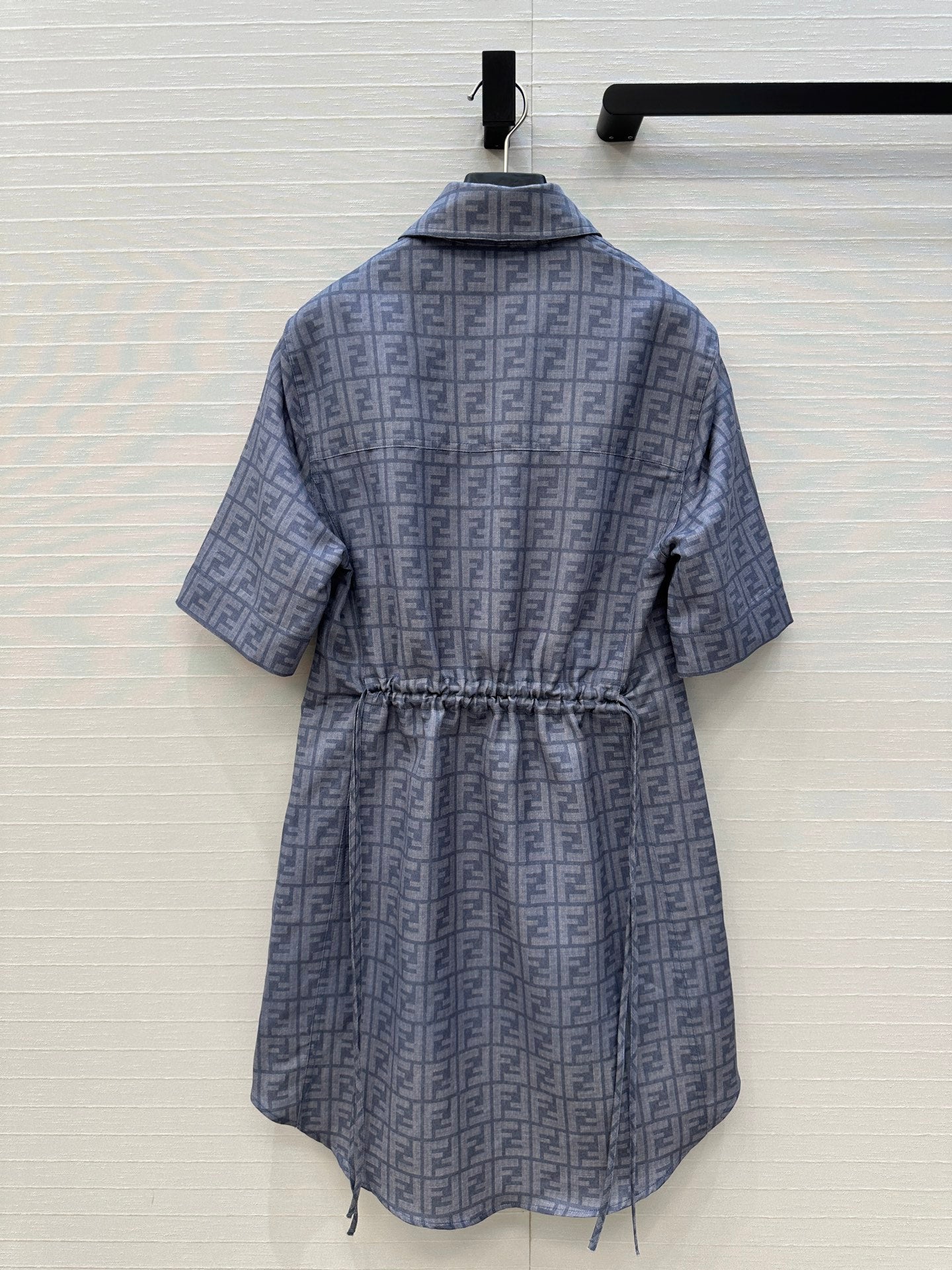FENDI SHORT-SLEEVE SHIRT DRESS WITH DRAWSTRING WAIST 276178