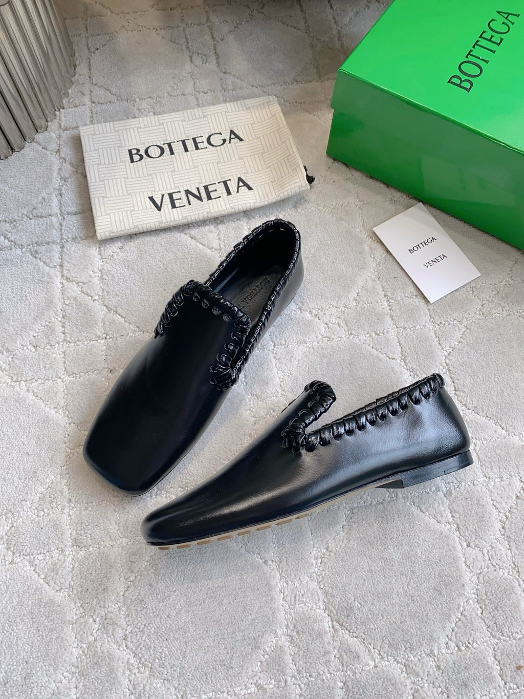 BOTTEGA VENETA 26S SABATO LOAFERS IN BLACK CALFSKIN