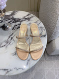 RENE CAOVILLA 26S HIGH-HEELED SANDALS 45 MM IN BEIGE LAMBSKIN