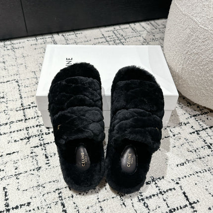DAD SANDAL MULE IN BLACK SHEARLING