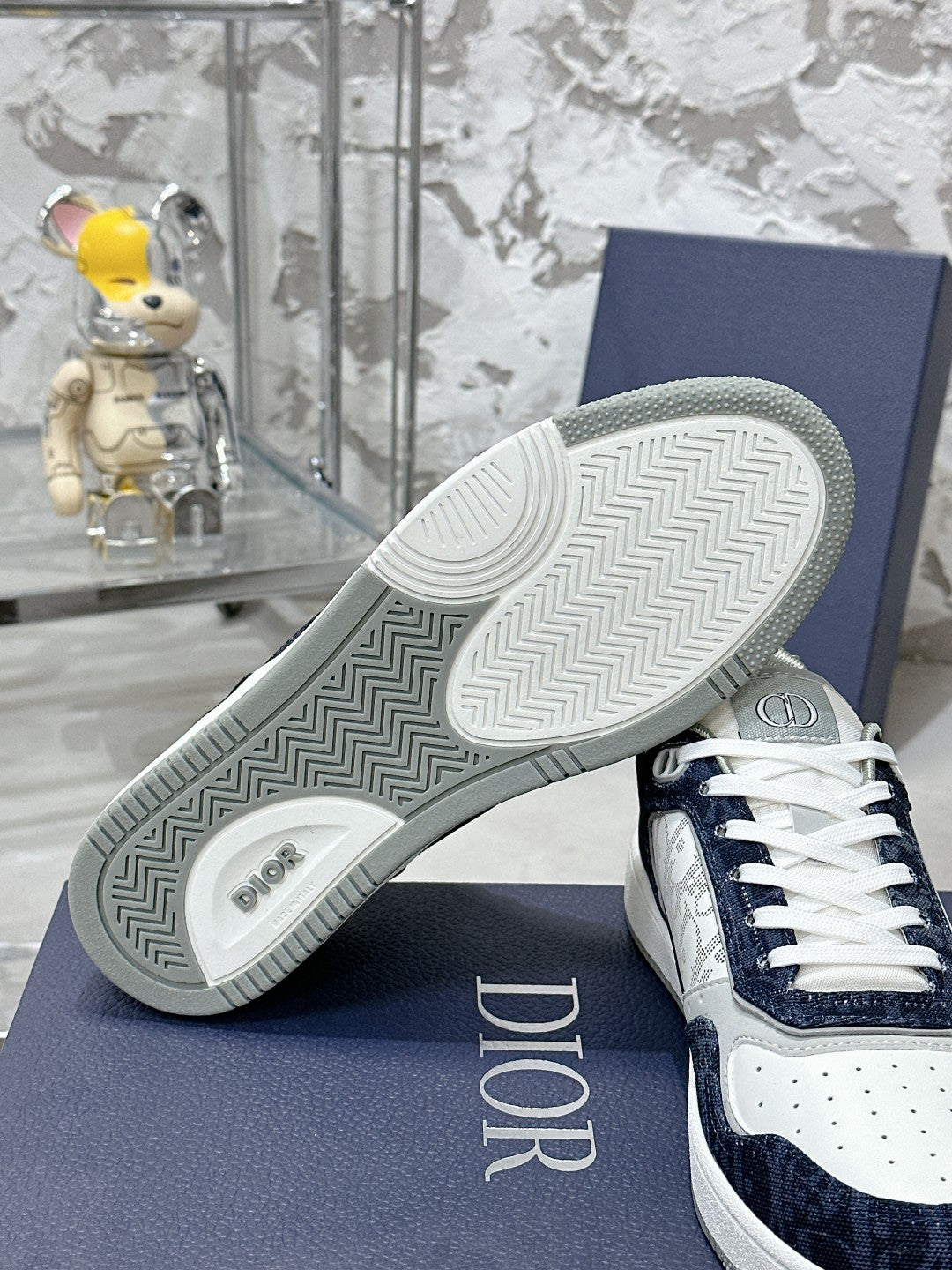CD OBIQUE SNEAKERS IN WHITE MIX NAVY CALFSKIN