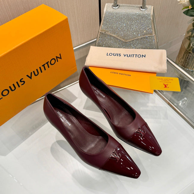 LV 26S POINTED-TOE HIGH HEELS 55 MM IN DARK RED CALFSKIN