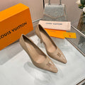 LV 26S POINTED-TOE HIGH HEELS 90 MM IN BEIGE BROWN CALFSKIN