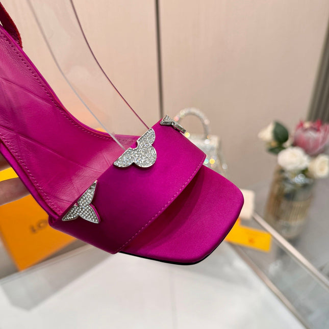 LV 26S HIGH-HEELED SANDALS 90 MM IN PINK SATIN