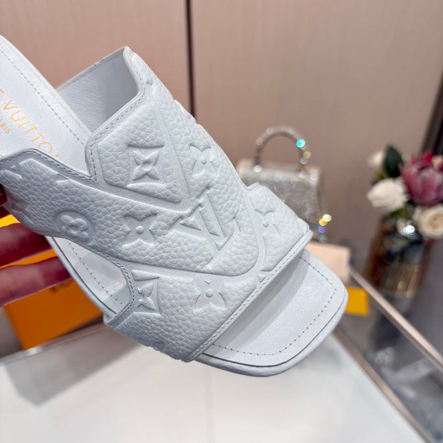 LV 26S HIGH-HEELED SANDALS 55 MM IN WHITE CALFSKIN