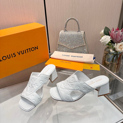 LV 26S HIGH-HEELED SANDALS 55 MM IN WHITE CALFSKIN
