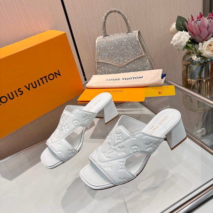 LV 26S HIGH-HEELED SANDALS 55 MM IN WHITE CALFSKIN