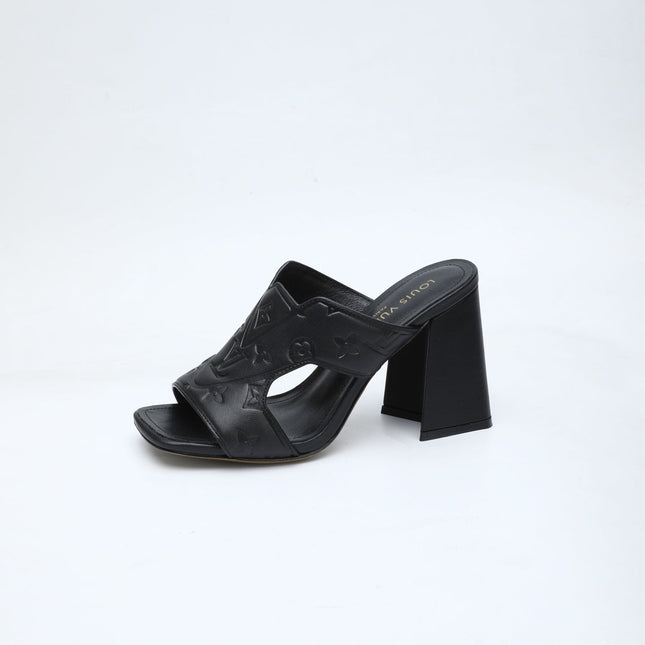 LV 26S HIGH-HEELED SANDALS 90 MM IN BLACK CALFSKIN