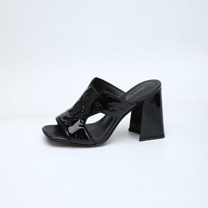 LV 26S HIGH-HEELED SANDALS 90 MM BLACK SHINY CALFSKIN