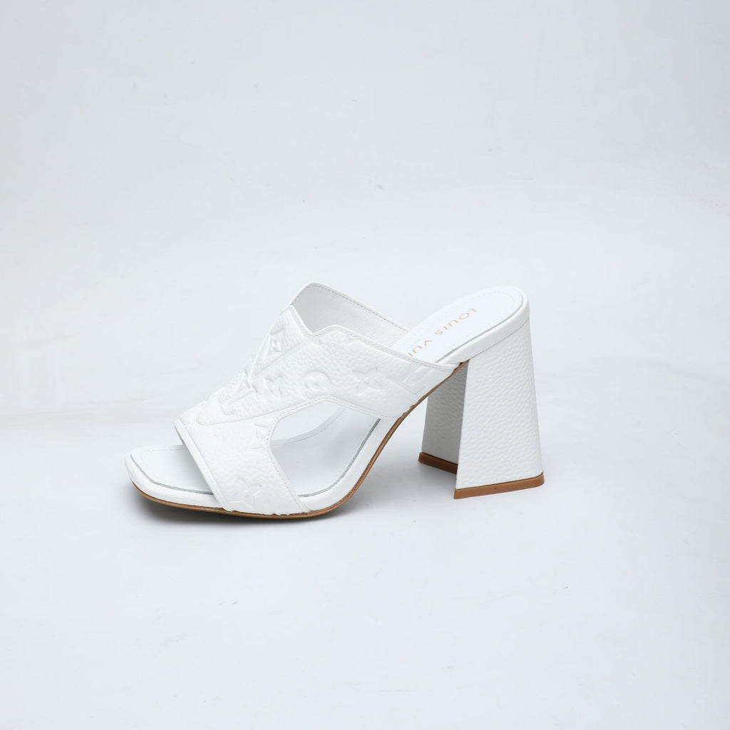 LV 26S HIGH-HEELED SANDALS 90 MM IN WHITE CALFSKIN