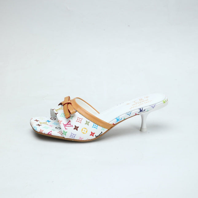 LV 26S HIGH-HEELED MULES 55 MM IN MULTICOLOR MONOGRAM CANVAS