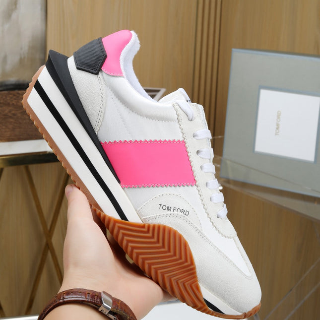 TOM FORD SNEAKERS IN WHITE AND PINK SUEDE 432124