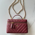 CHANEL 25S VANITY CLASSIC FLAP 17 IN DARK RED CHEVRON QUILTED CALFSKIN GOLD HARDWARE