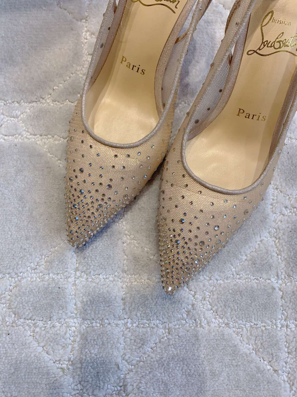 MISS Z SLINGBLACK PUMPS DAZZLING 85MM IN NUDE MESH AND STRASS