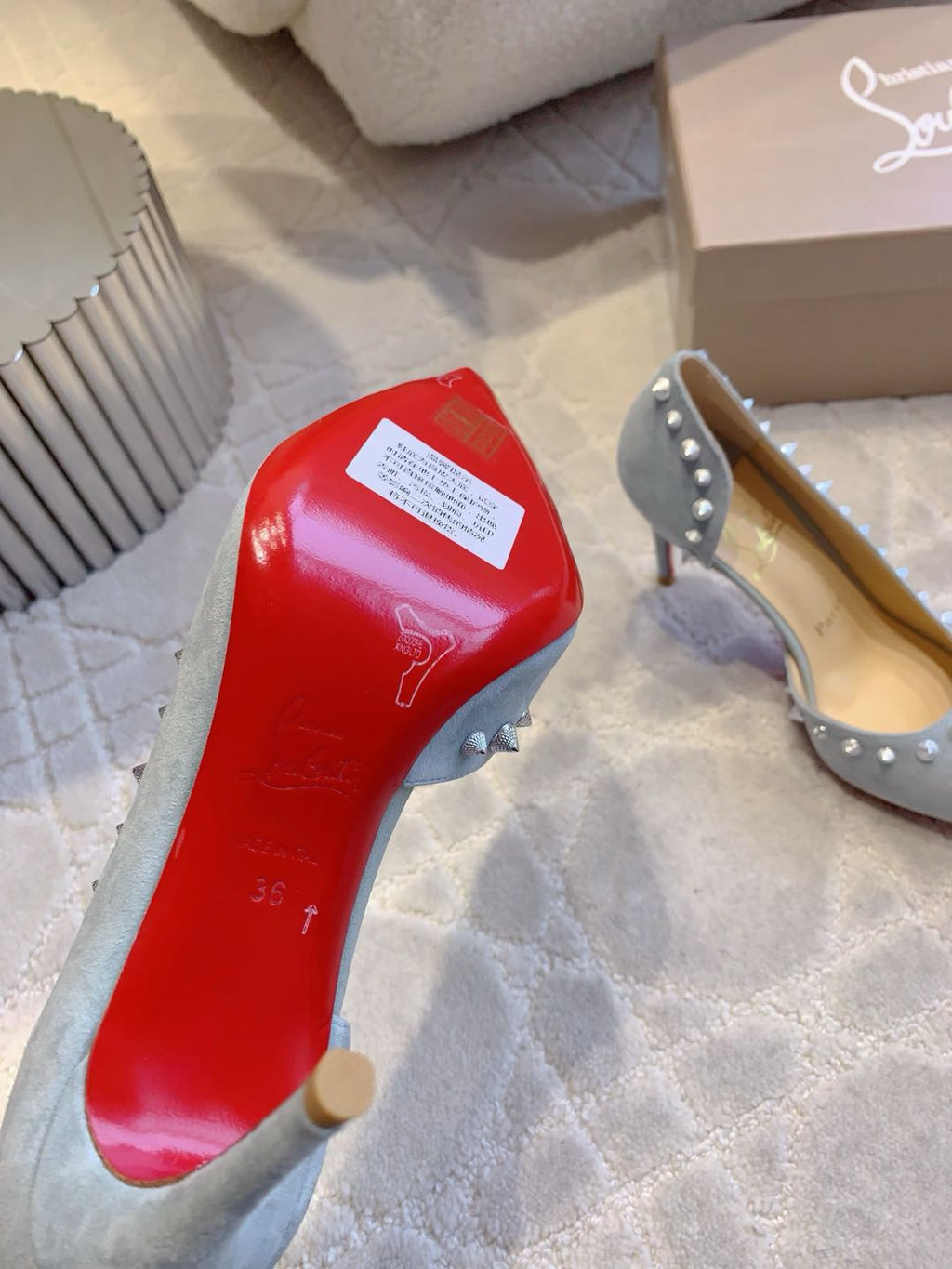 IRIZA PUMPS 85MM IN LIGHT BLUE SUEDE SILVER SPIKES