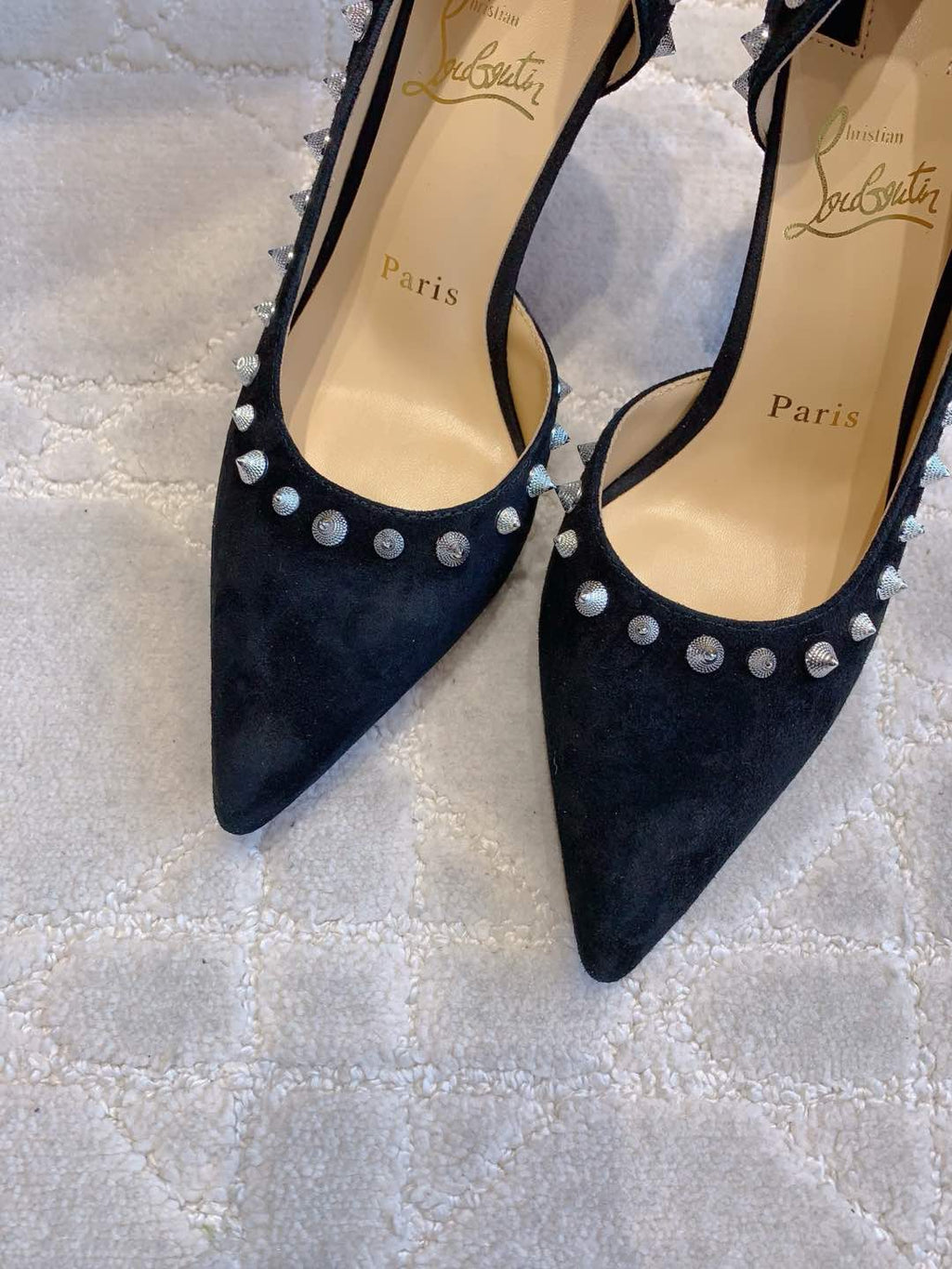 IRIZA PUMPS 85MM IN BLACK SUEDE SILVER SPIKES