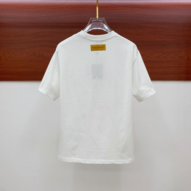 LV T-SHIRT COLORFUL LOGO IN WHITE COTTON 238876