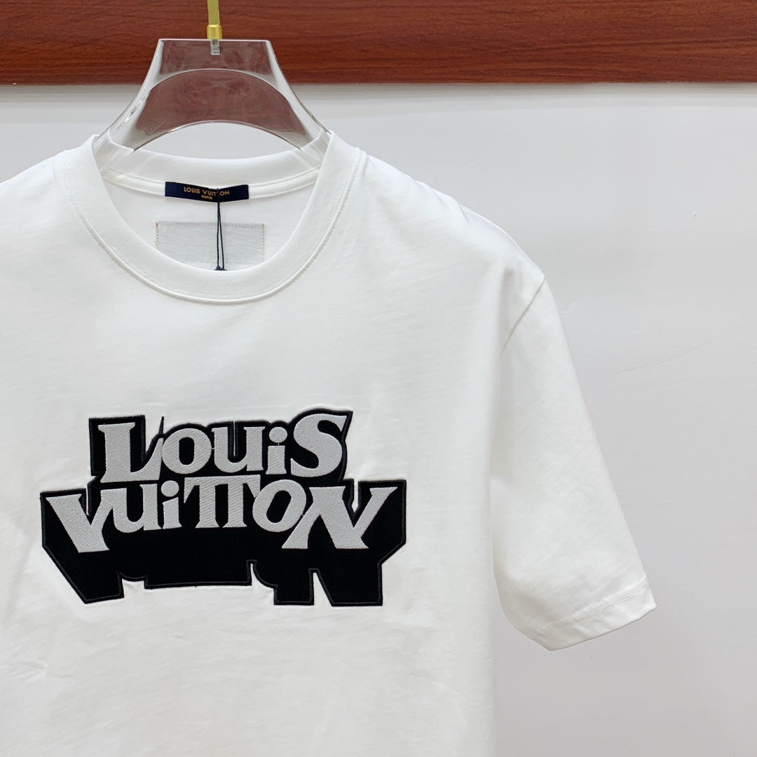 LV T-SHIRT EMBROIDERED LOGO IN WHITE COTTON 238878