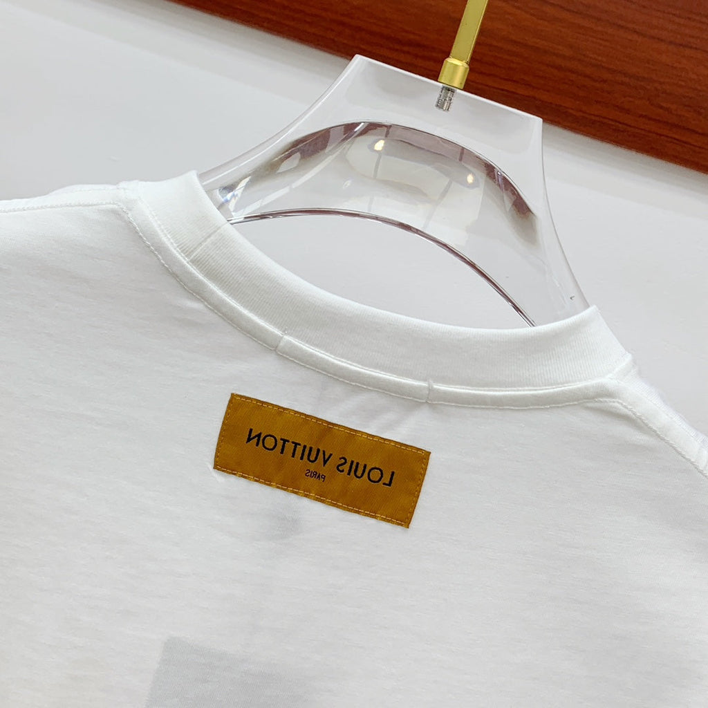 LV T-SHIRT IN WHITE COTTON STYLIZED LOGO 238872