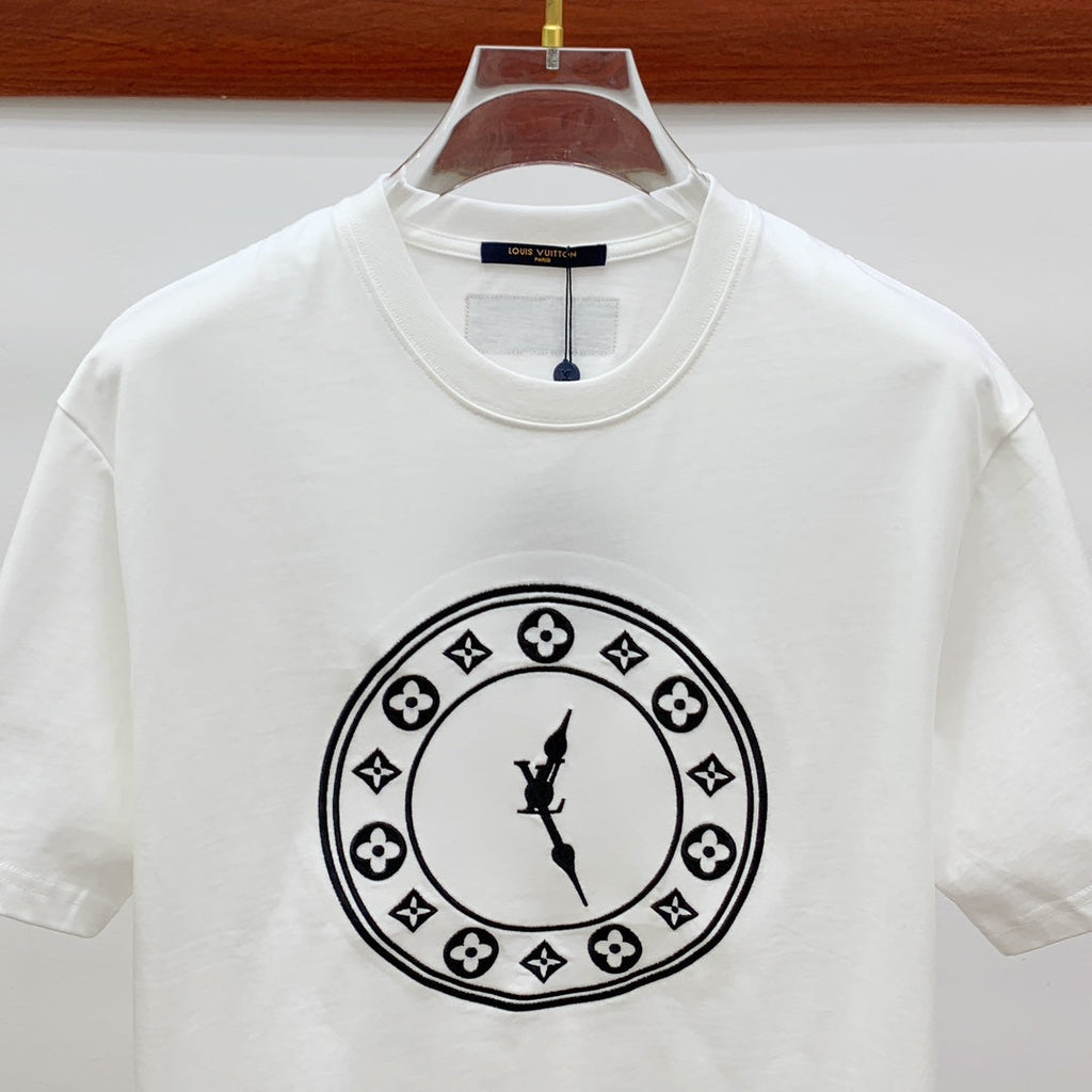 LV T-SHIRT IN WHITE PURE COTTON EMBROIDERED LOGO 238888