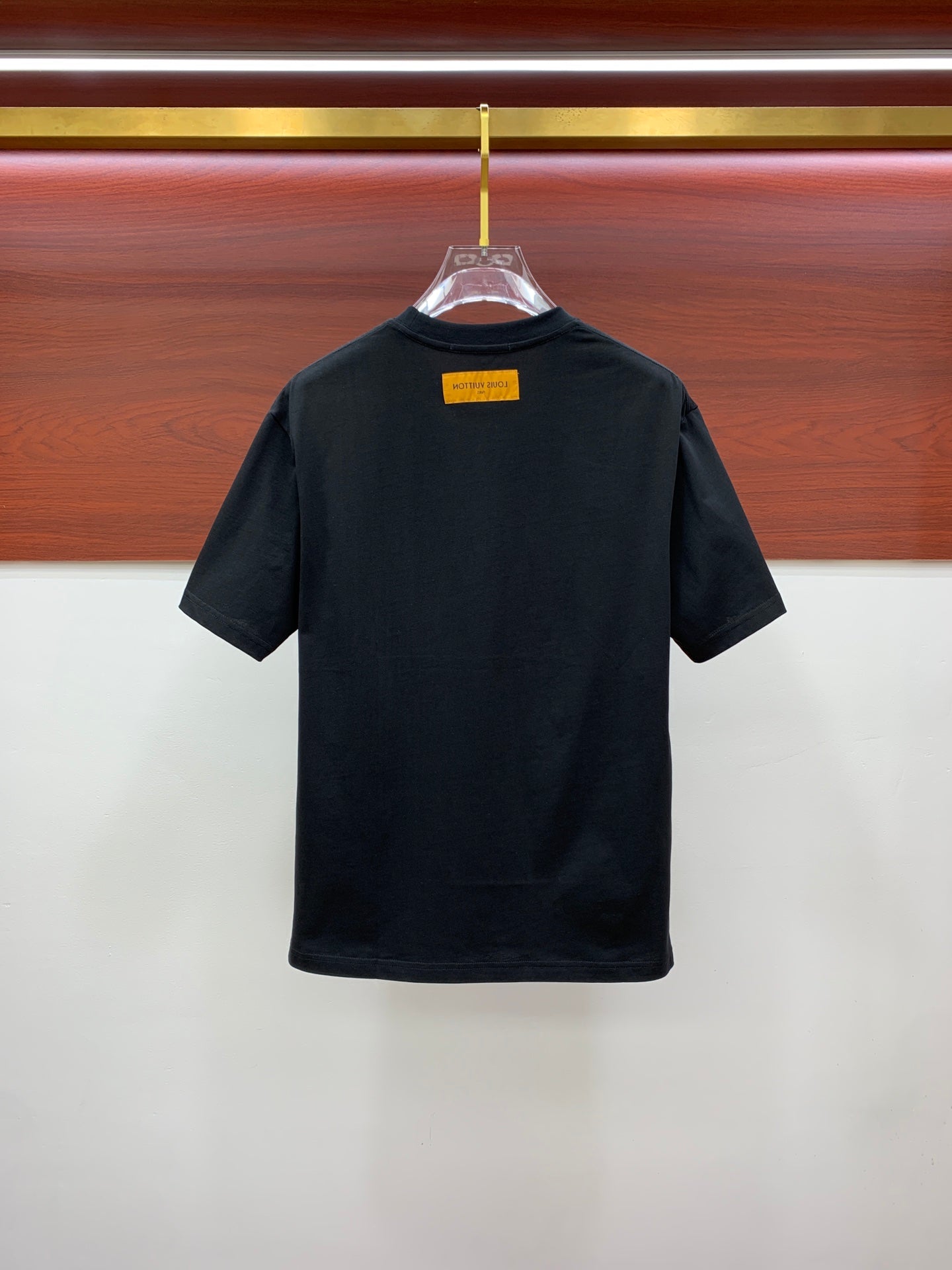LV T-SHIRT IN BLACK PURE COTTON EMBROIDERED LOGO 238889