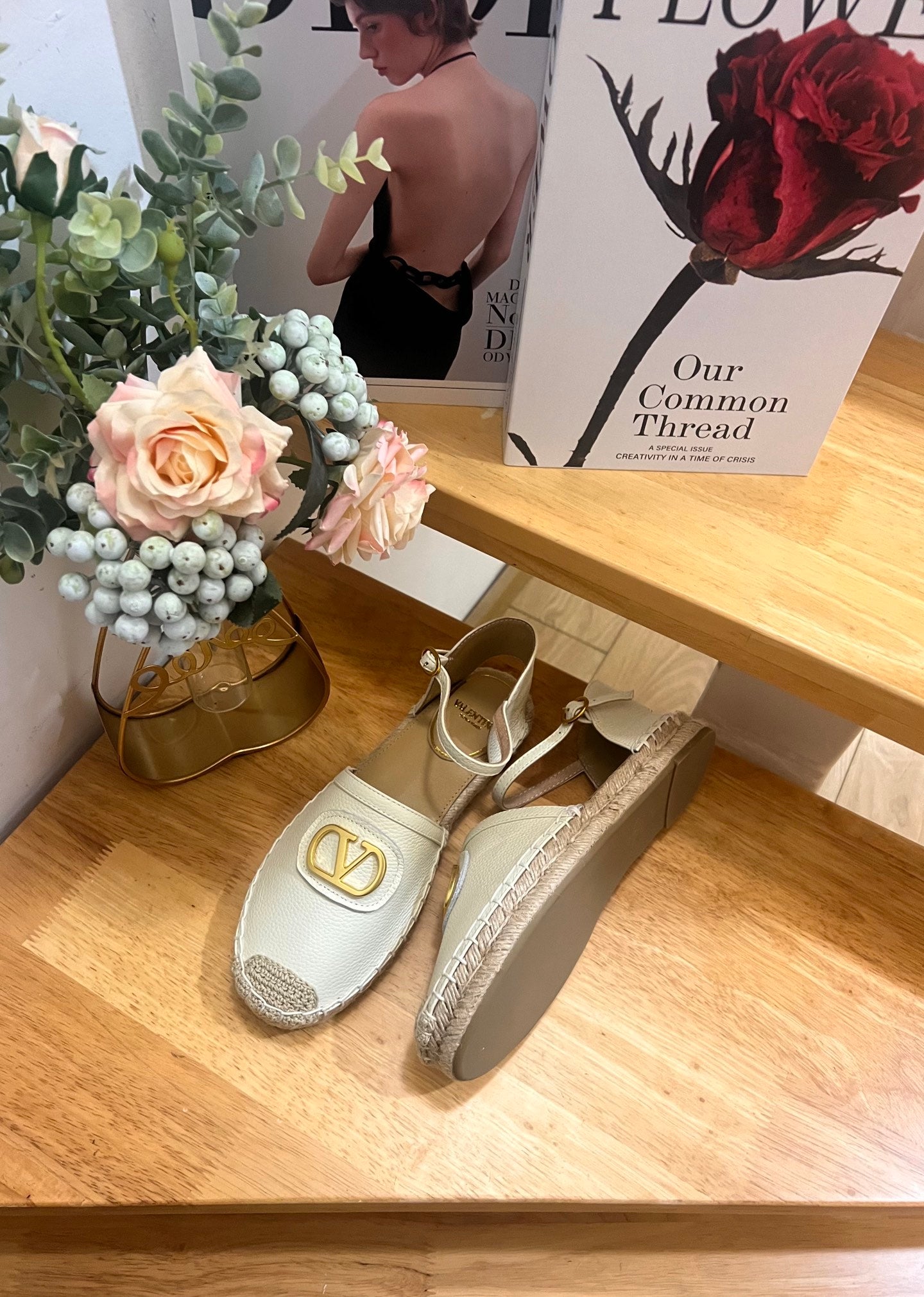VALENTINO 26S ESPADRILLE SHOES IN WHITE CALFSKIN
