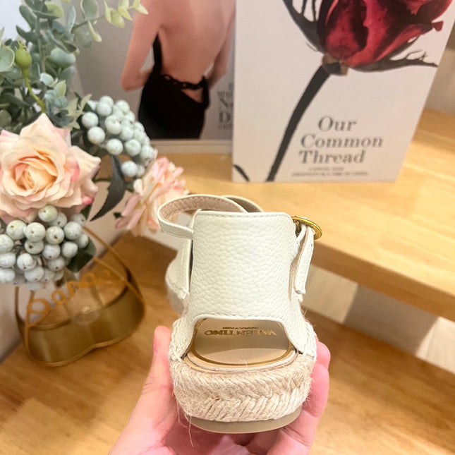 VALENTINO 26S ESPADRILLE SHOES IN WHITE CALFSKIN