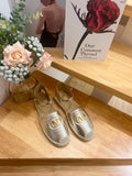 VALENTINO 26S ESPADRILLE SHOES IN METALLIC GOLD CALFSKIN