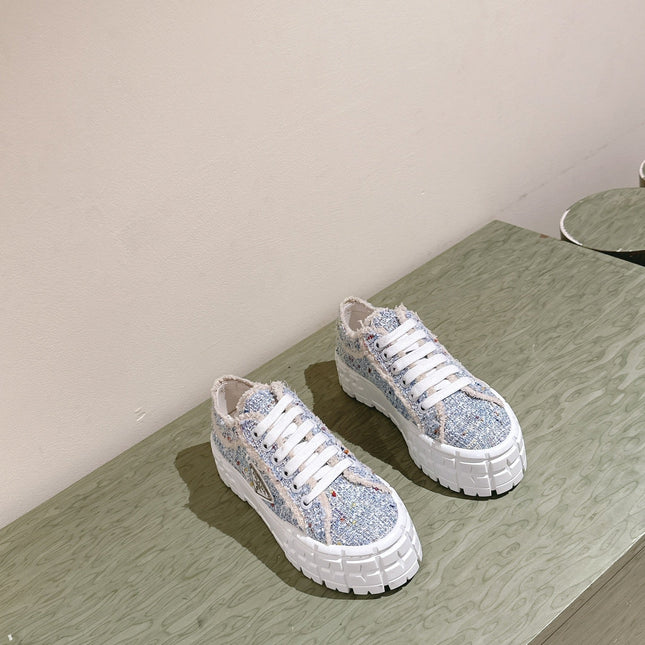 PRA DOUBLE WHEEL RE-NYLON GABARDINE SNEAKERS SKY FABRIC