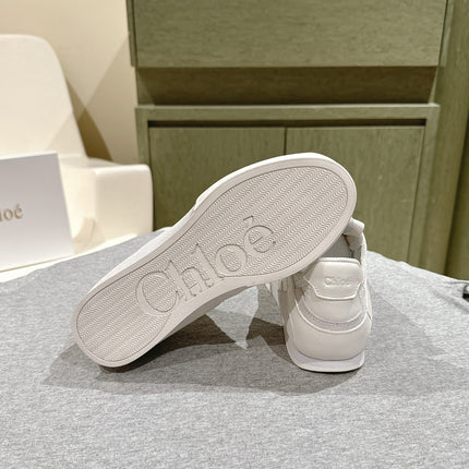 CHLOÉ 26S SNEAKERS IN WHITE CALFSKIN AND SUEDE