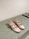 TRÈS VIVIER MARY JANE DOUBLE-STRAP IN NUDE SILK