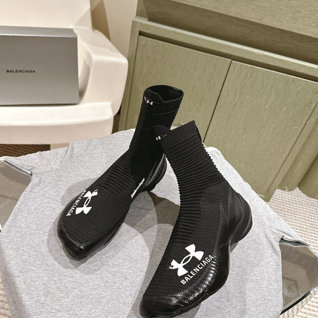 BALENCIAGA 25S HIGH-TOP SNEAKERS IN BLACK COTTON BLEND