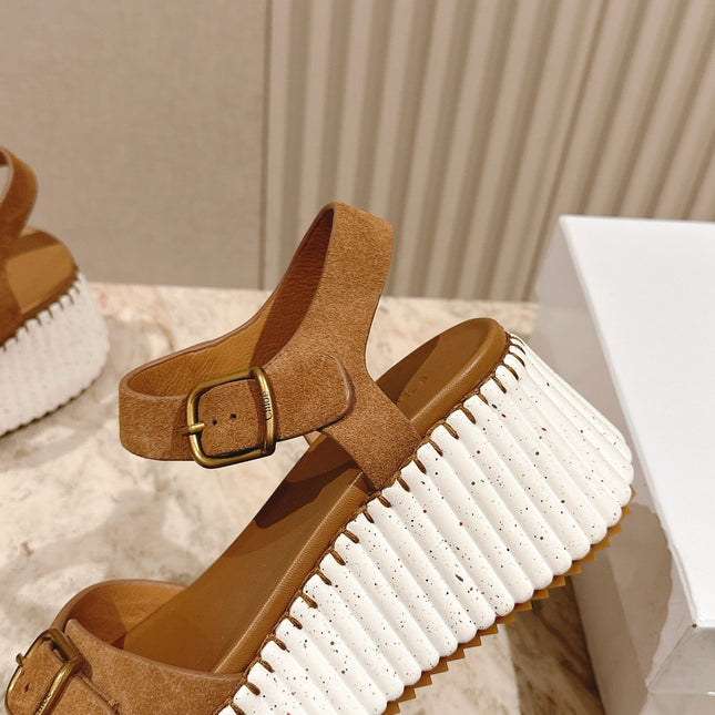 CHLOÉ 26S HIGH-HEELED SANDALS IN BROWN LAMBSKIN AND SUEDE