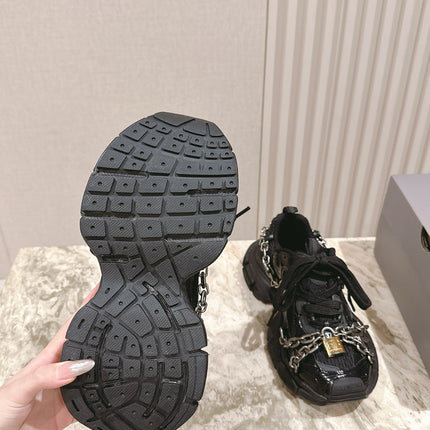 BALENCIAGA 25S 3XL SNEAKERS CHAIN-PADLOCK IN BLACK MESH FABRIC AND PU