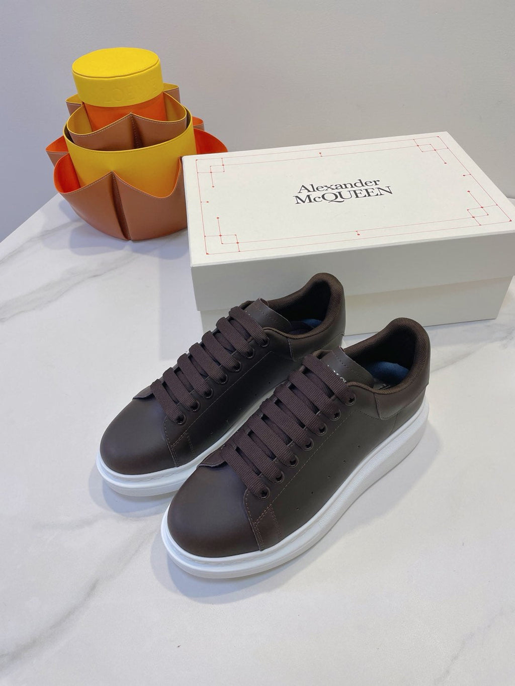 OVERSIZED SNEAKERS IN DARK BROWN SMOOTH CALFSKIN