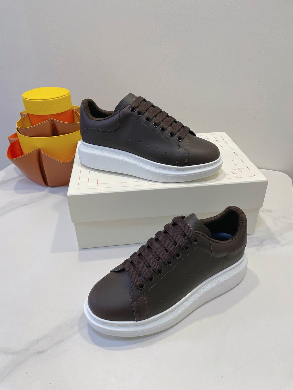 OVERSIZED SNEAKERS IN DARK BROWN SMOOTH CALFSKIN