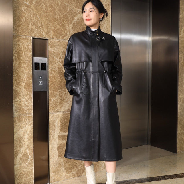 HERMES 25S LONG LEATHER COAT 359