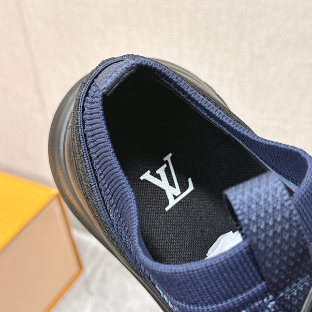 SNEAKERS IN MIDNIGHT BLUE DAMIER ELASTIC FABRIC