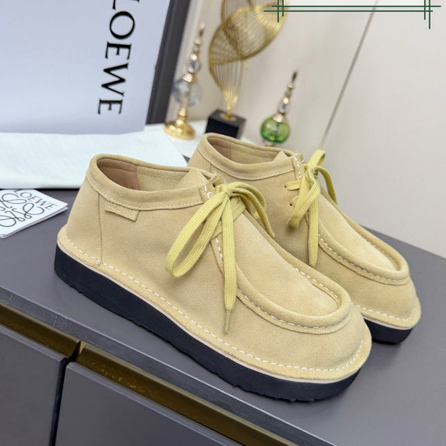 LOEWE 26S ANKLE BOOTS IN BEIGE SUEDE
