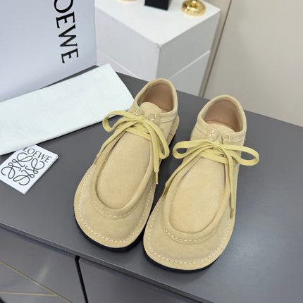 LOEWE 26S ANKLE BOOTS IN BEIGE SUEDE