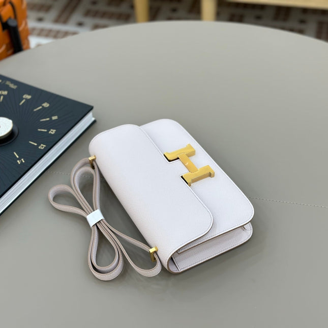 HM 25S CONSTANCE ELAN 24 CM IN ASH PINK-GREY EPSOM WITH GOLD HARDWARE