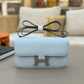 HM 25S CONSTANCE ELAN 24 CM IN SKY BLUE EPSOM WITH SILVER HARDWARE