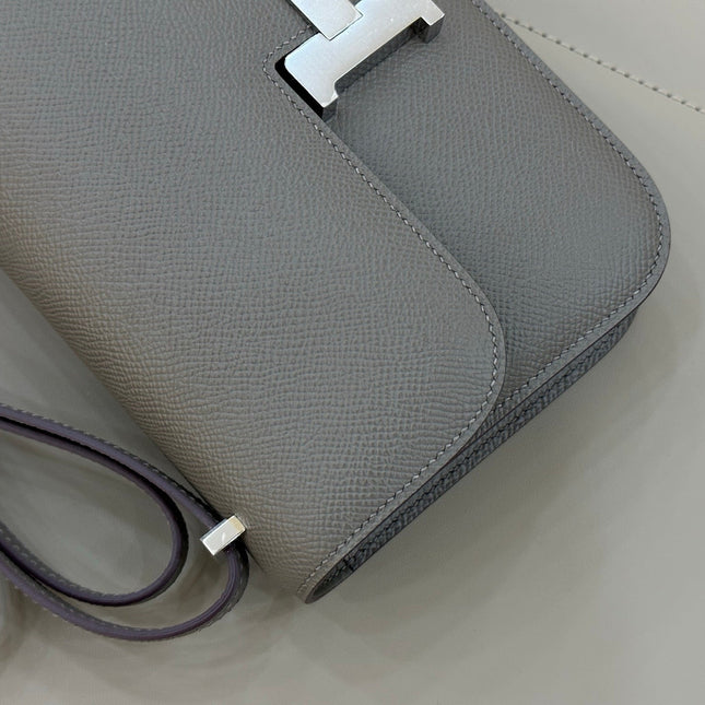 HM 25S CONSTANCE ELAN 24 CM IN DARK GREY EPSOM WITH SILVER HARDWARE
